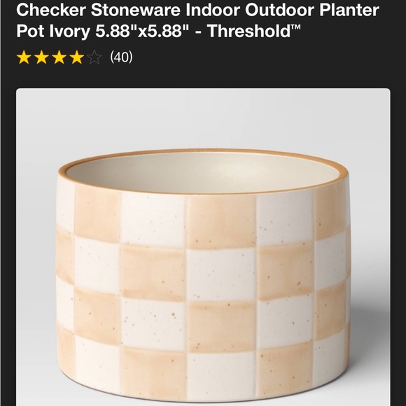 Checker Stoneware Indoor Outdoor Planter
Pot Ivory 5.88"x5.88" - Threshold™ - Picture 1 of 7